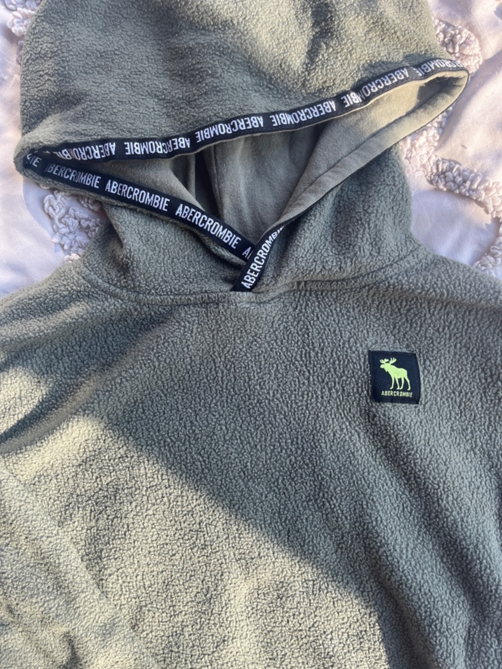 abercrombie kids Olive Green Fleece Hoodie with Logo Trim